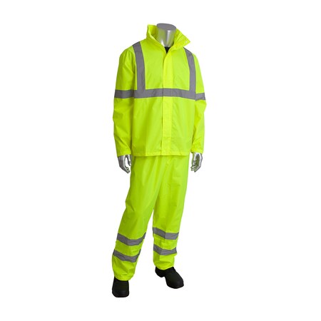 Pip 353-1000 Viz Ansi Type R Class 3 Hi-Vis Ylw 2Pc Value Rainsuit Set,  353-1000LY-S/M